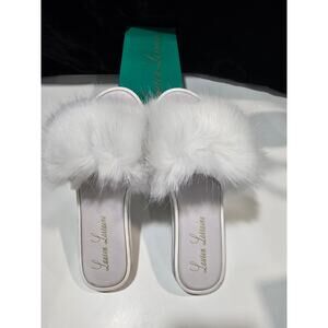 Lauren Lorraine Women's Size Medium/8 - Fluffy White Slides/Slippers-NIB